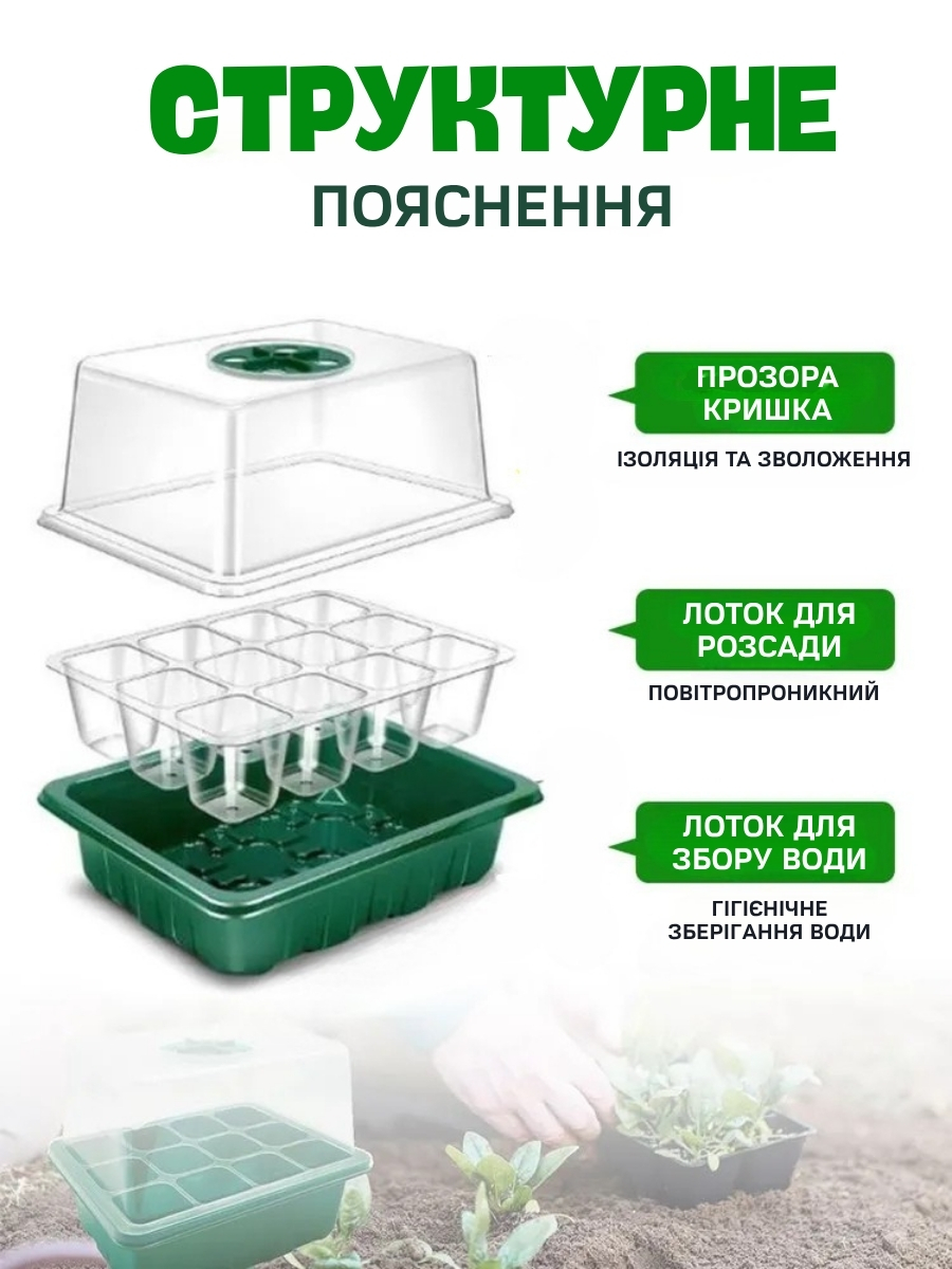 Міні теплиця з LED-підсвічуванням для домашньої розсади